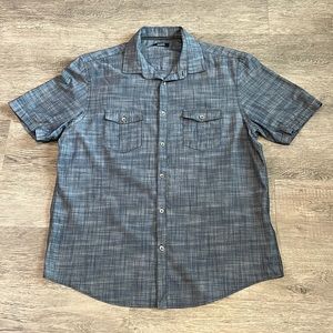 ALFANI Mens Short Sleeve Button Down Shirt, Size L